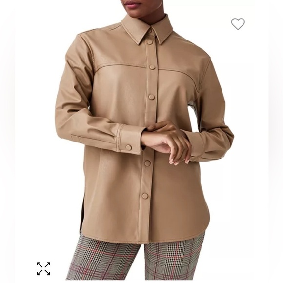NWT Spanx tan faux leather shacket. Size 1X - Picture 4 of 6